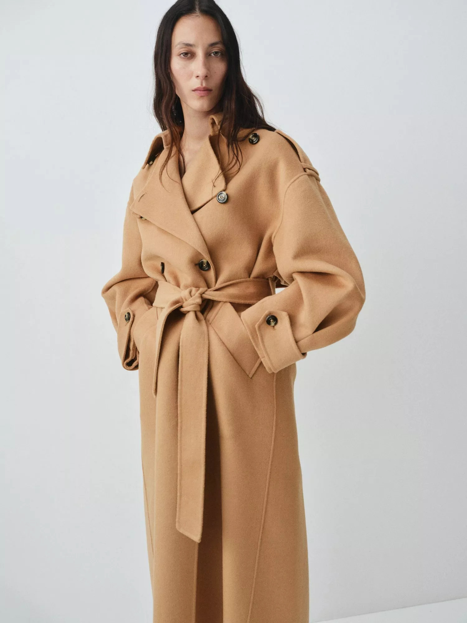 Mango Cherry Wool Blend Coat, Medium Brown | John Lewis (UK)