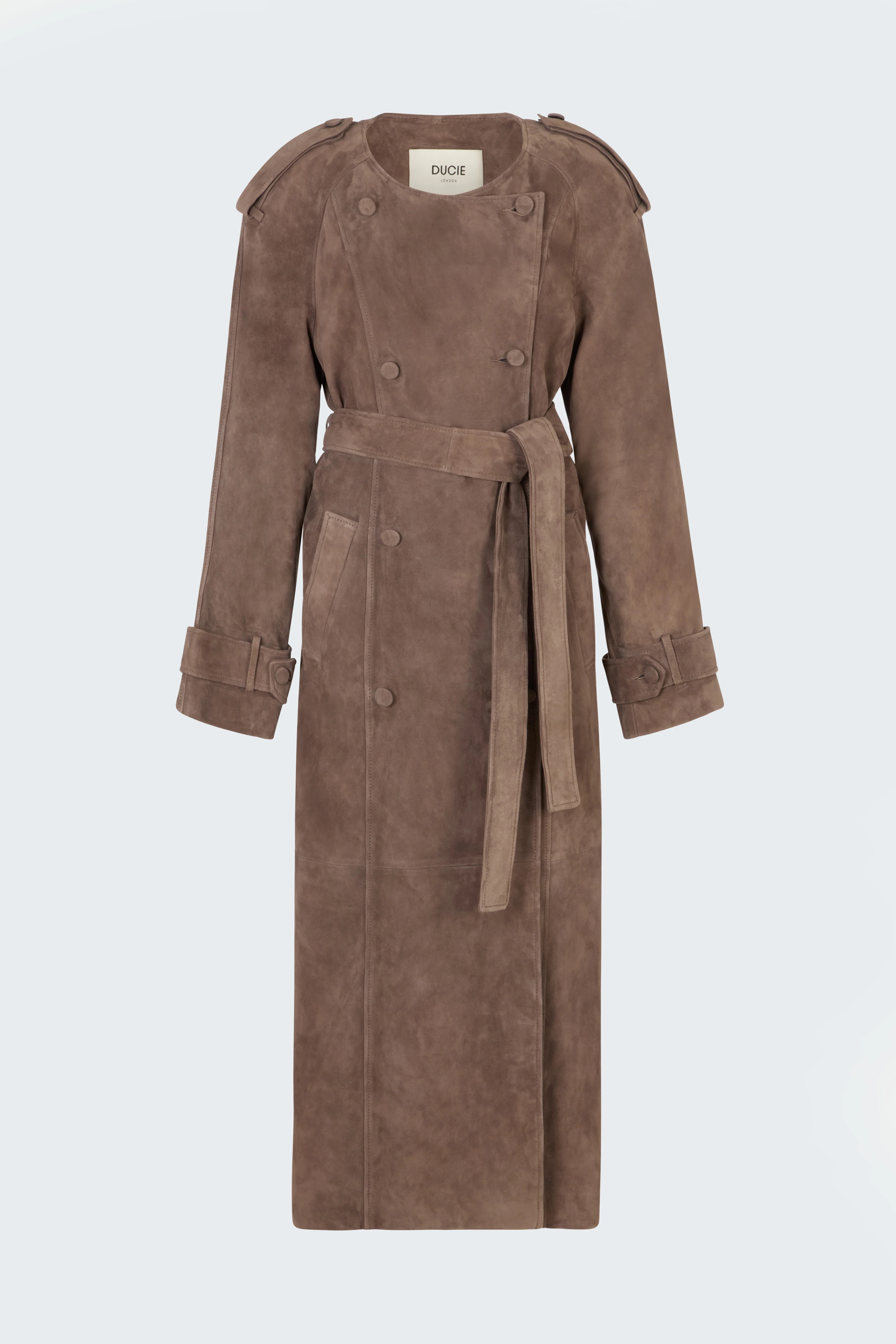Klarissa Suede Trench Coat | DUCIE