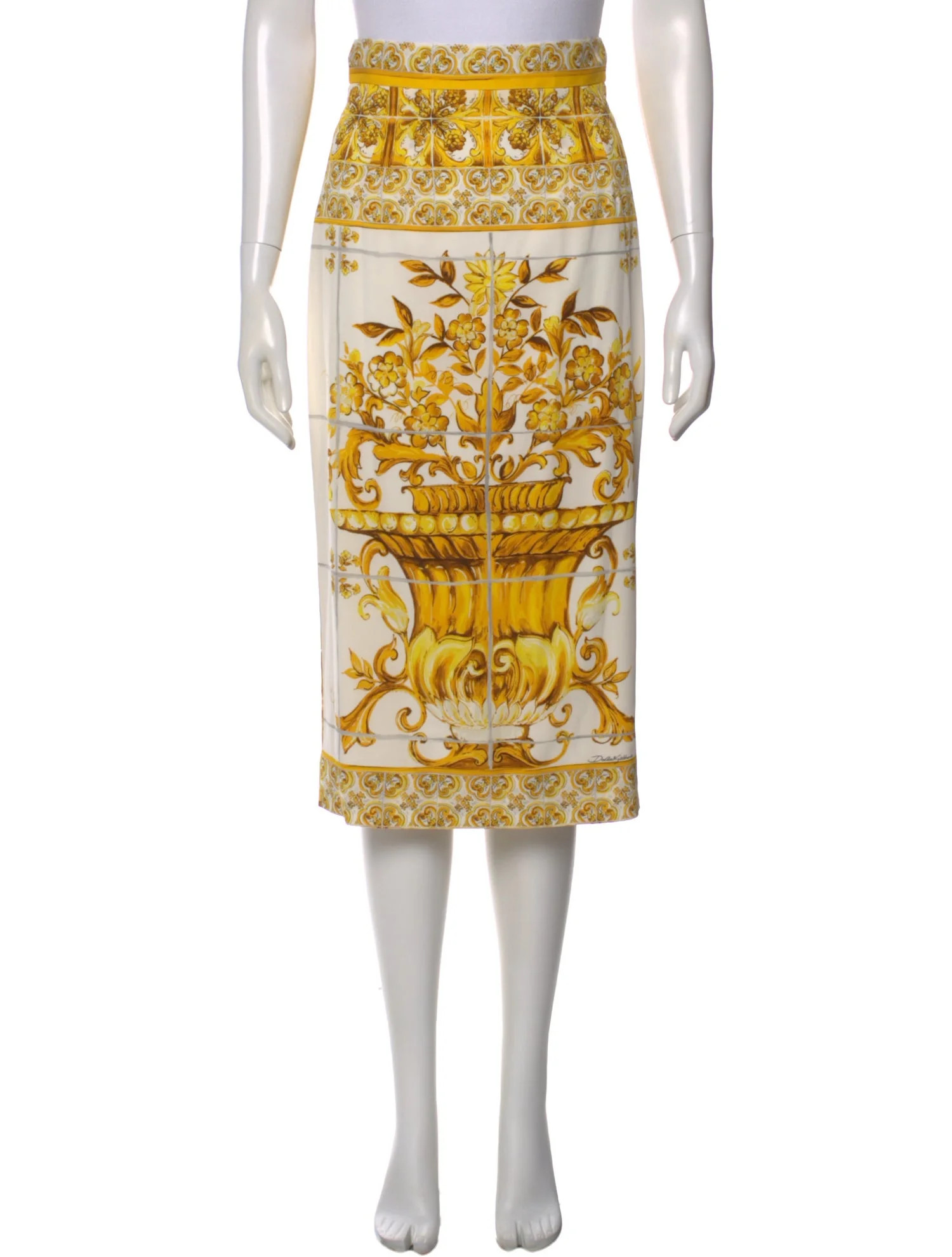 Dolce & Gabbana Silk Midi Length Skirt - White Skirts, Clothing - DAG568068 | The RealReal | The RealReal