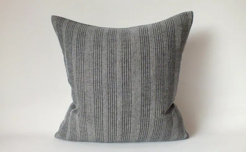 Sliver Grey Cream Striped Sashiko Pillow Cover Throw Pillows  Ethnic Cushions case Accent Pillow ... | Etsy (US)