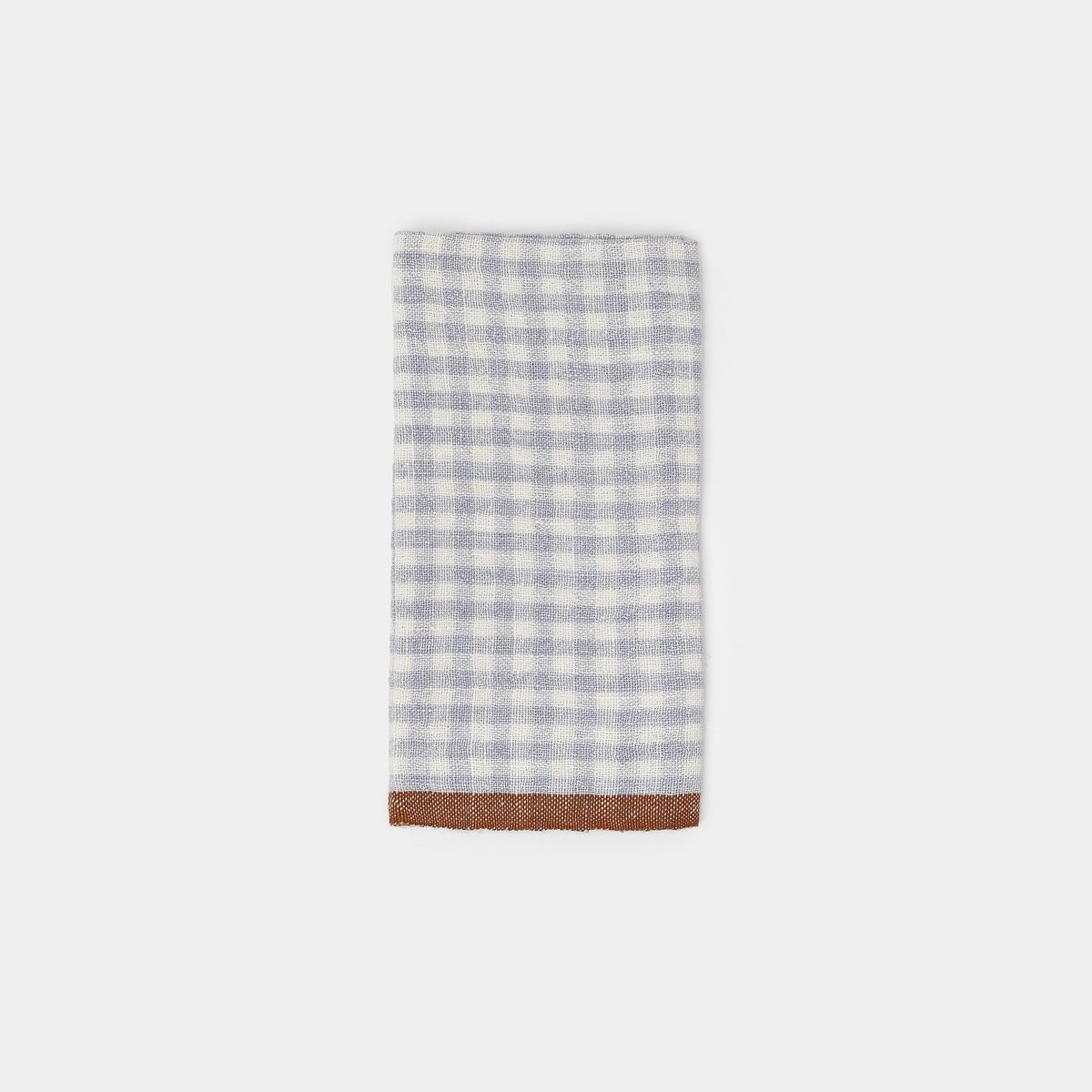 Gingham Blue/Cognac Trim Napkin | Amber Interiors