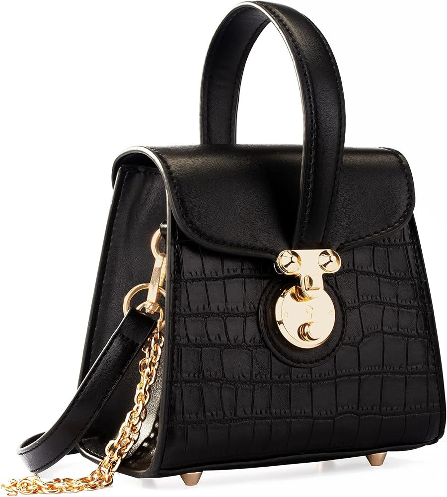 Milan Chiva Cute Top Handle Satchel Bag Small Crocodile Crossbody Bag for Women | Amazon (US)