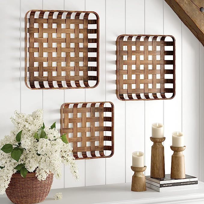 Barnyard Designs Tobacco Baskets Rustic Vintage Farmhouse Nesting Trays, Set of 3 | Amazon (US)