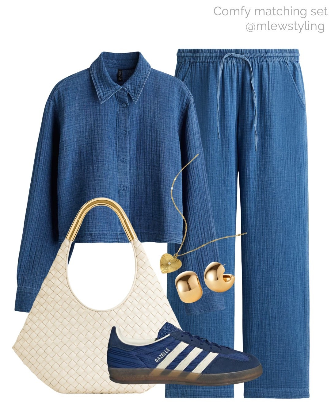 New in blue matching set from H&M 💙

Tags: blue adidas gazelle sneakers, JW PEI cream shoulder bag, madewell heart necklace, Jenny bird gold hoop earrings, travel outfit, airport look, comfy weekend outfit, autumn look, late summer outfit, back to school 

#LTKShoeCrush #LTKItBag #LTKTravel