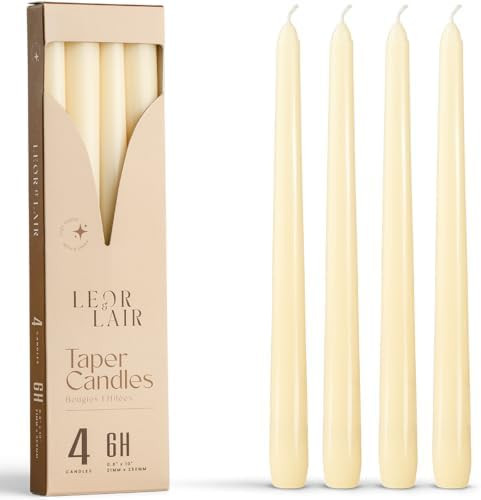 Leor & Lair Ivory Taper Candles - 4 Pack 10" Ivory Candlesticks - Unscented Cream Candle Sticks f... | Amazon (US)