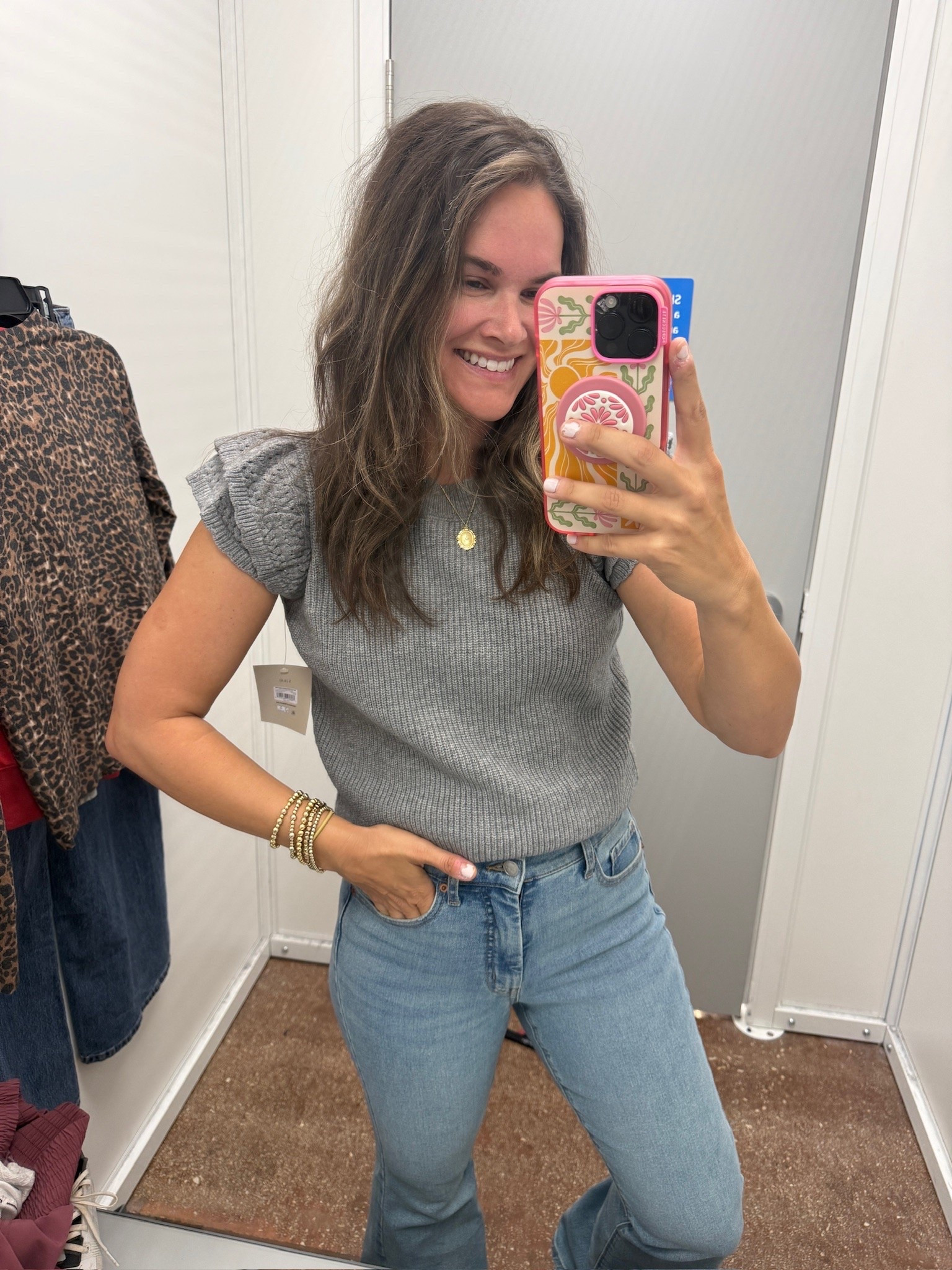 Walmart did NOT miss with this top!! 👏 The little ruffle sleeves are SO cute with denim. My jeans are running low on stock, so I linked a few similar pairs before they’re gone!

Walmart fashion, Walmart top, ruffle sleeve top, grey sweater top, Walmart finds, casual fall outfit, wide leg jeans, Walmart denim, fall fashion, affordable fall style, similar jeans, JulieFranks