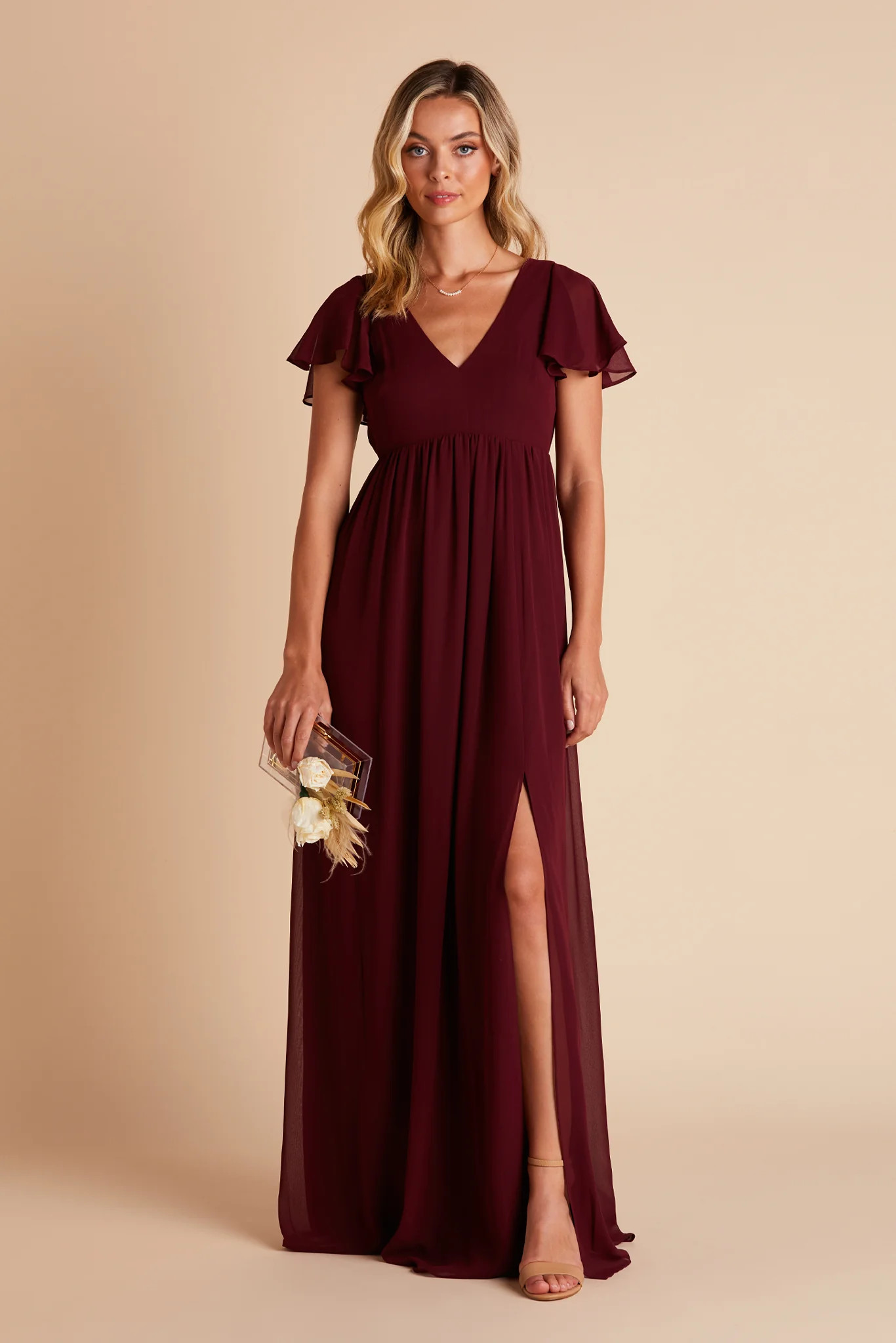 Hannah Empire Dress - Cabernet | Birdy Grey
