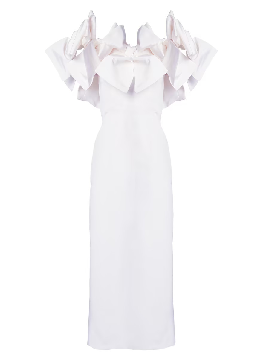 Carolina Herrera Off-The-Shoulder Bow Column Dress | Saks Fifth Avenue