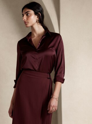 Satin Classic Shirt | Banana Republic Factory