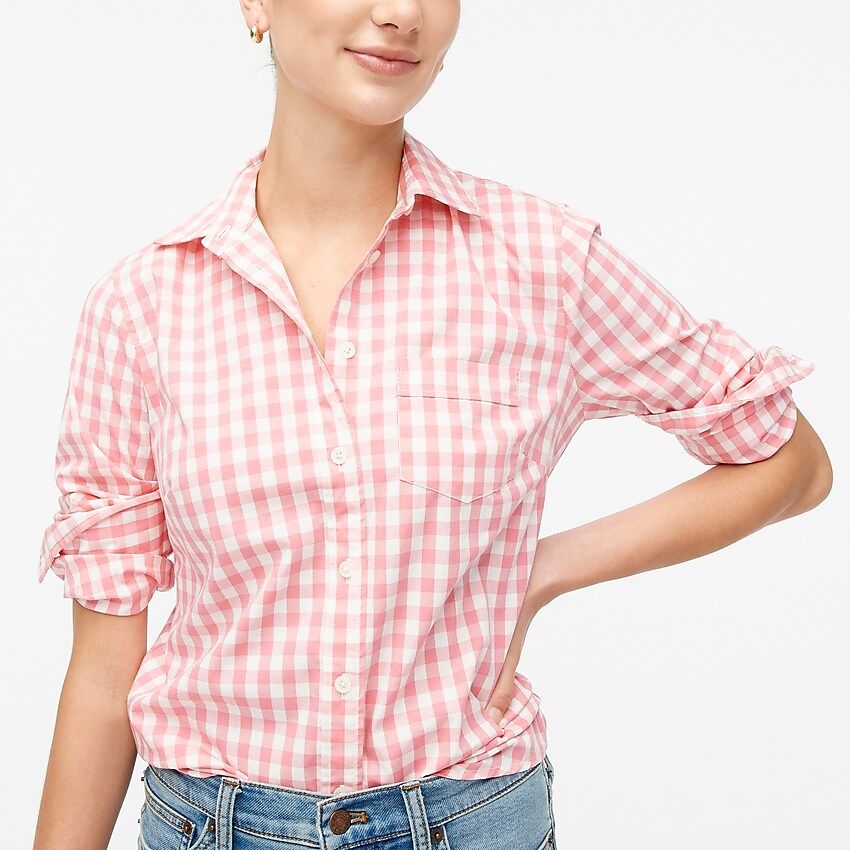 Gingham cotton poplin shirt in signature fit | J.Crew Factory