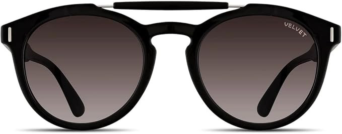 Velvet Eyewear Womens Round Aviator Sunglass Style Amelia in Black- 100% UV Protection - Designed... | Amazon (US)