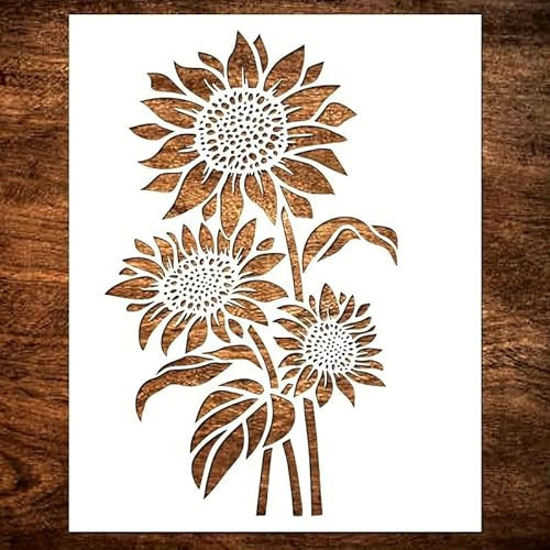Garden Fence Large Flower Stencils - Reusable Floral Stencil DIY Decoration for Painting on Wood Walls Pattern, Jumbo Sunflower Yard Spray Paint Big Crafts Floor Stencils (A) | Amazon (US)