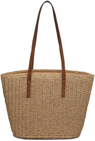 Beaguful Women's Shoulder Handbags Beach Chic Tote Purse Leisure Vacation Hobo Bag with Zipper Cl... | Amazon (US)
