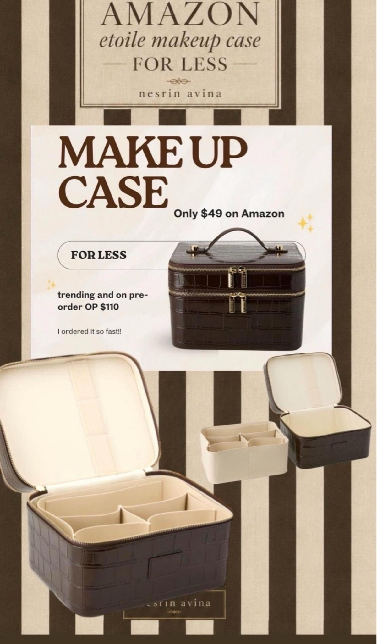 Etoile collection makeup case for less. Identical makeup case