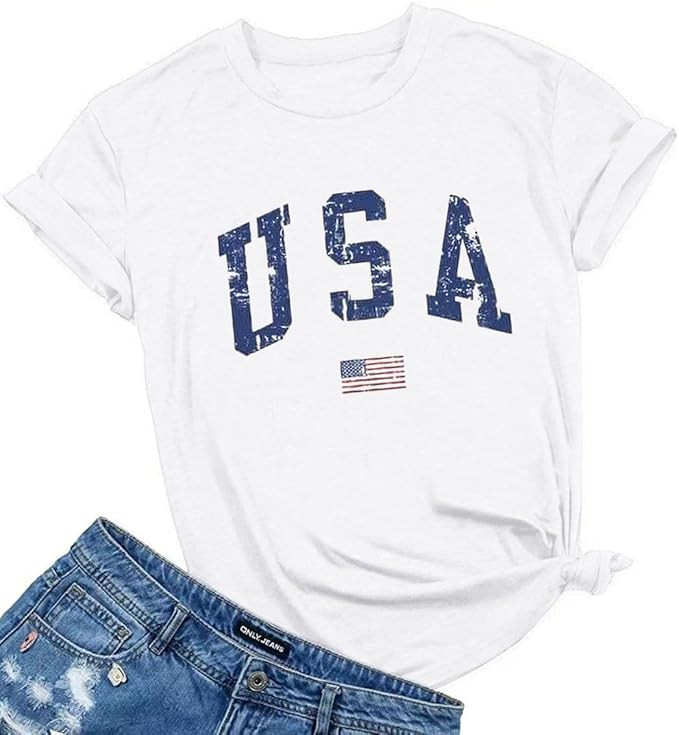 Woffccrd Womens American Flag Popsicle T-Shirts Tops 4th of July Patriotic Funny Graphic Tees | Amazon (US)