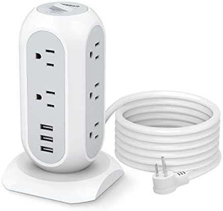 Surge Protector Power Strip 10 Ft Cord, 11 Outlets 3 USB Chargers, TESSAN Tower Power Strip with ... | Amazon (US)