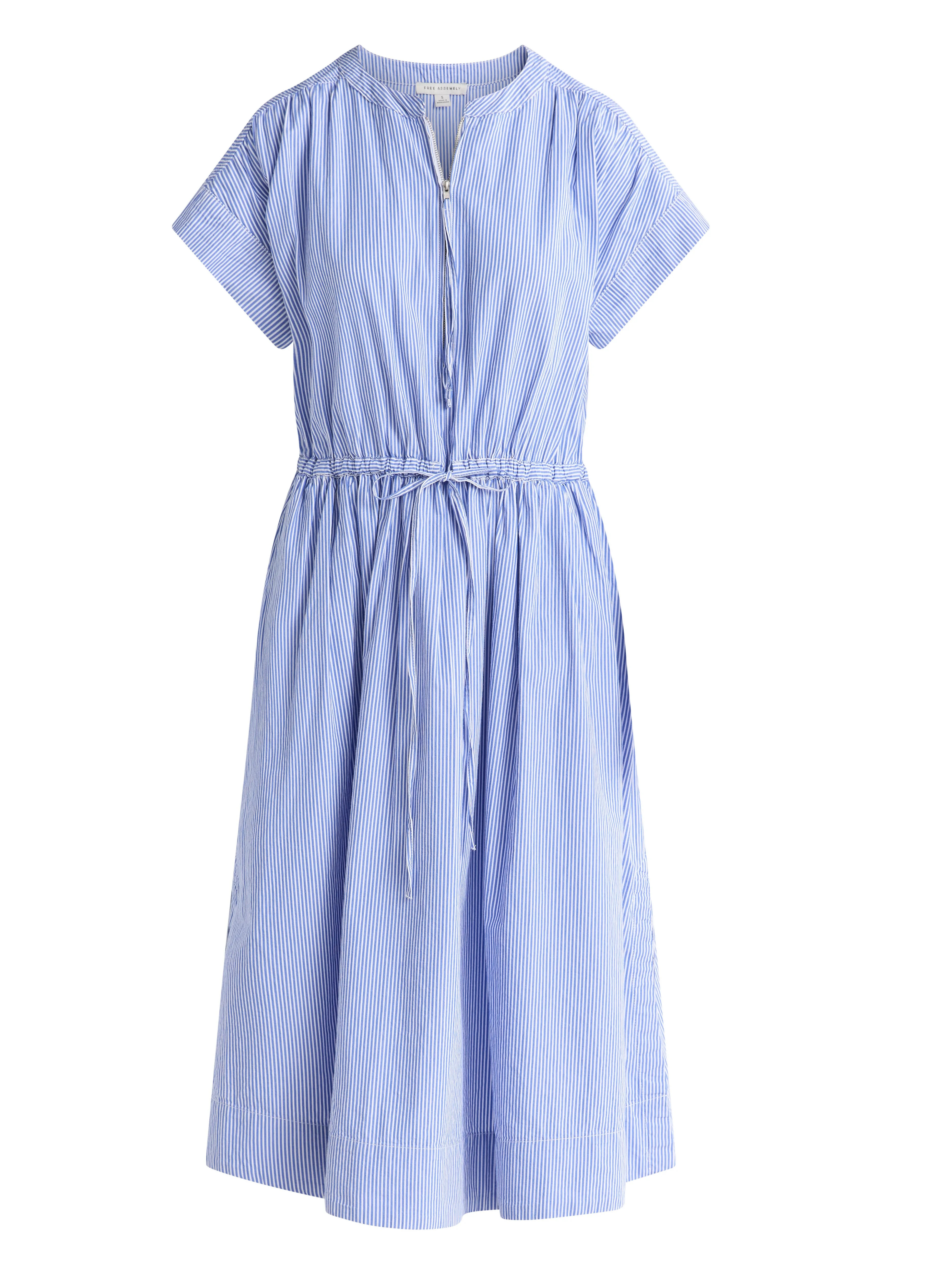 Free Assembly Women's Cotton Midi Shirtdress with Drawstring Waist, Sizes XS-XXL | Walmart (US)