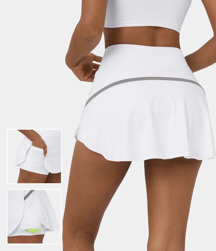Softlyzero™ Airy High Waisted Contrast Trim 2-in-1 Side Pocket Curved Hem Mini Cool Touch Tenni... | HALARA