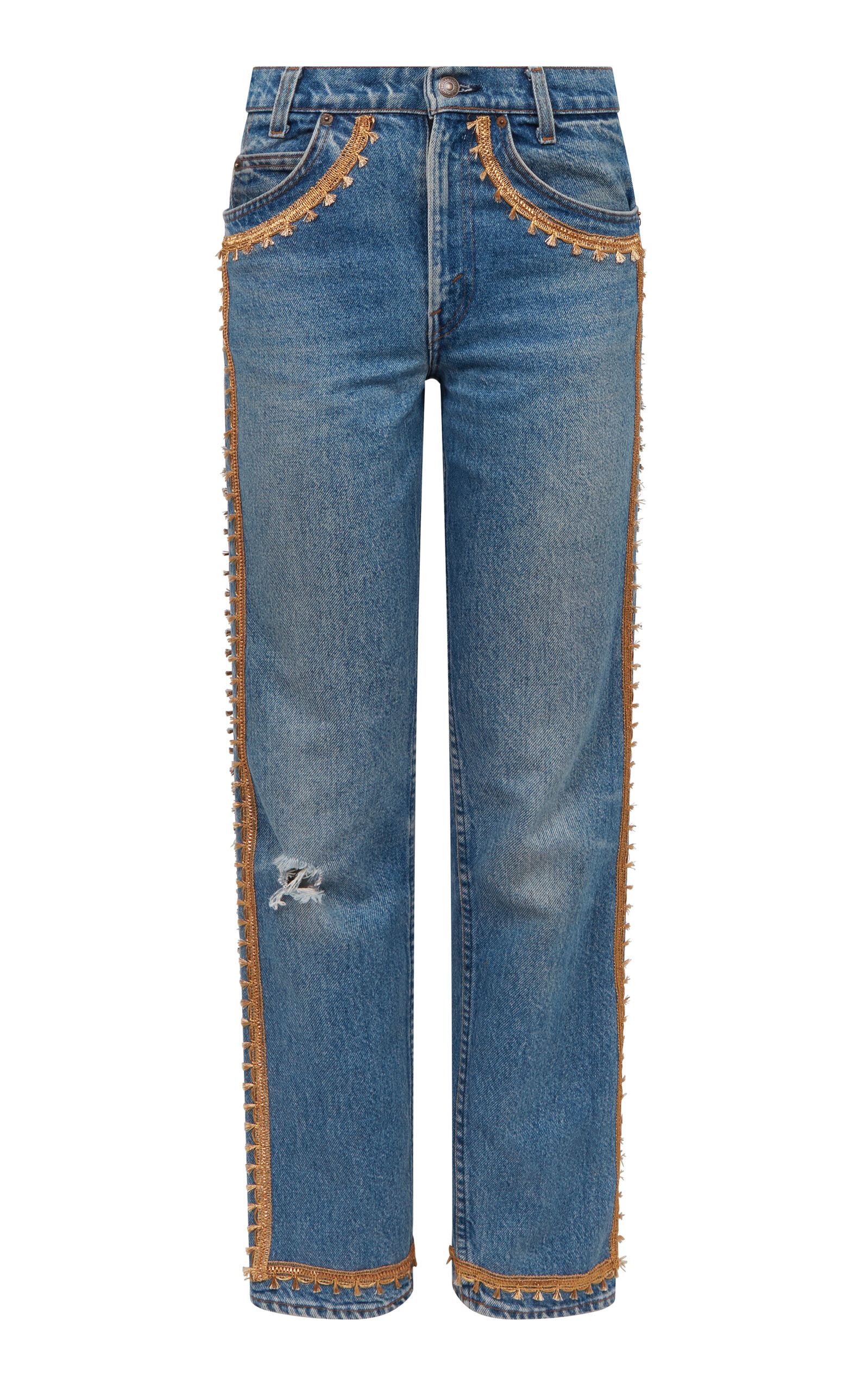 Straight-Leg Mid-Rise Embellished Jeans | Moda Operandi (Global)