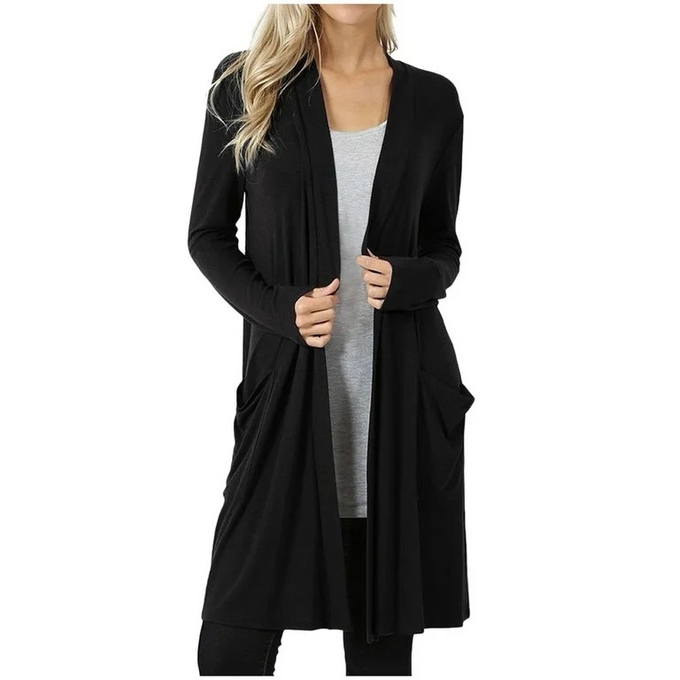Black Cardigan Sweaters for Women Casual Autumn Winter Clothes Coats Boyfriend Loose Shurg Sweate... | Walmart (US)