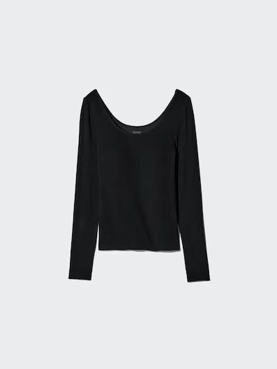 HEATTECH Extra Warm Ribbed Scoop Neck Bra T-Shirt (Long Sleeve) | UNIQLO (UK)