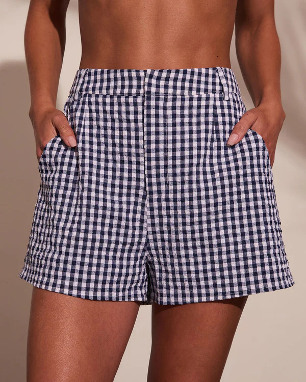 Summer Calling Gingham Print Mid Rise Shorts | VICI