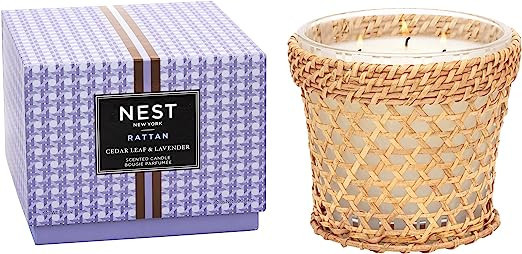NEST New York Cedar Leaf & Lavender Decorative Rattan Scented 3-Wick Candle, 21 Ounces | Amazon (US)