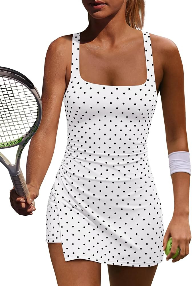 Yanekop Womens Athletic Dress with Built in Shorts Yoga Golf Tennis Outfits | Amazon (US)