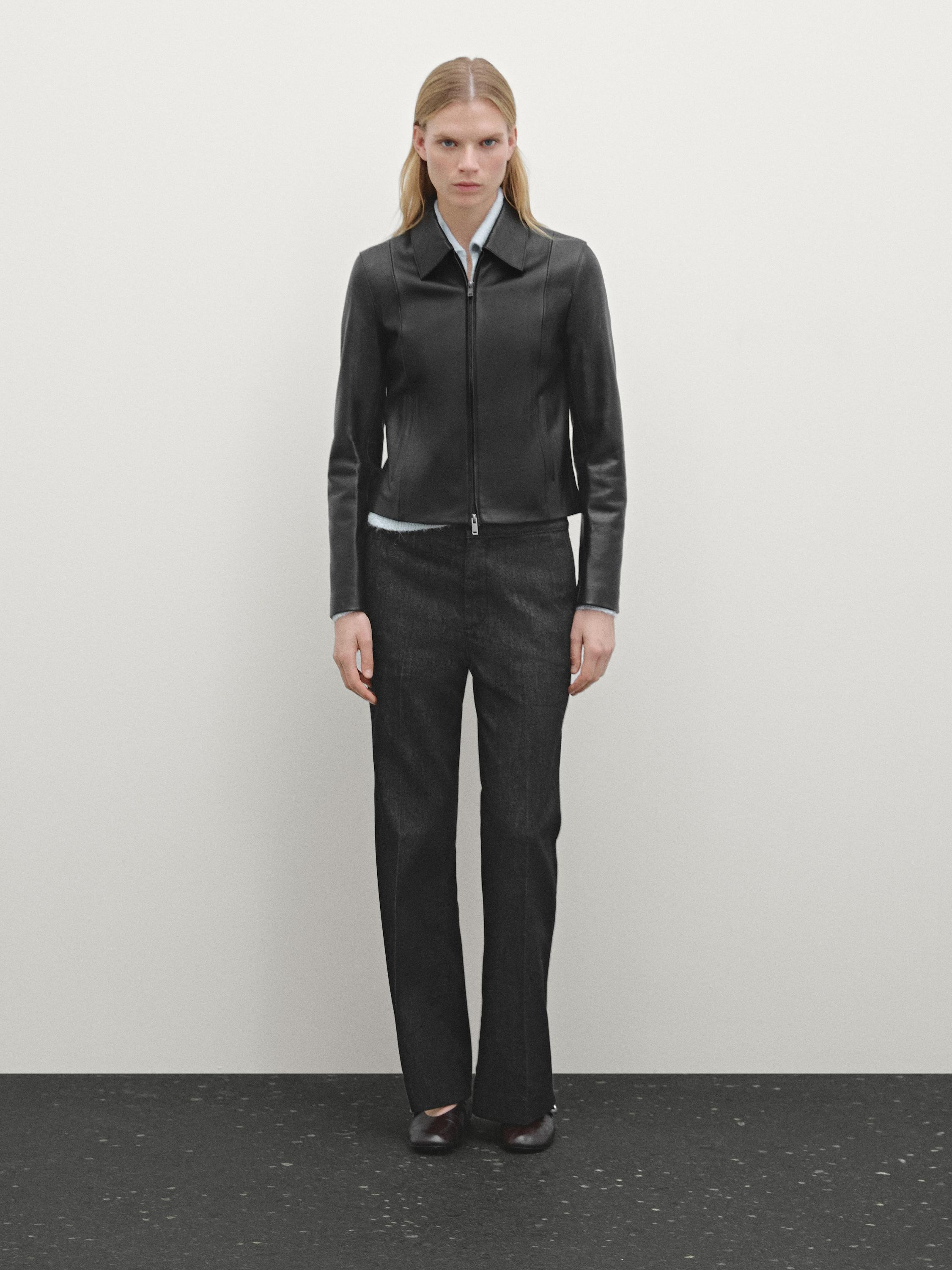 Nappa leather biker jacket | Massimo Dutti UK