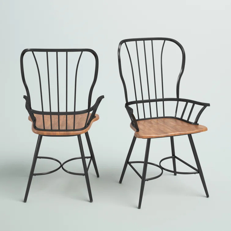 Berkley Slat Back Arm Chair in Walnut/Black | Wayfair North America