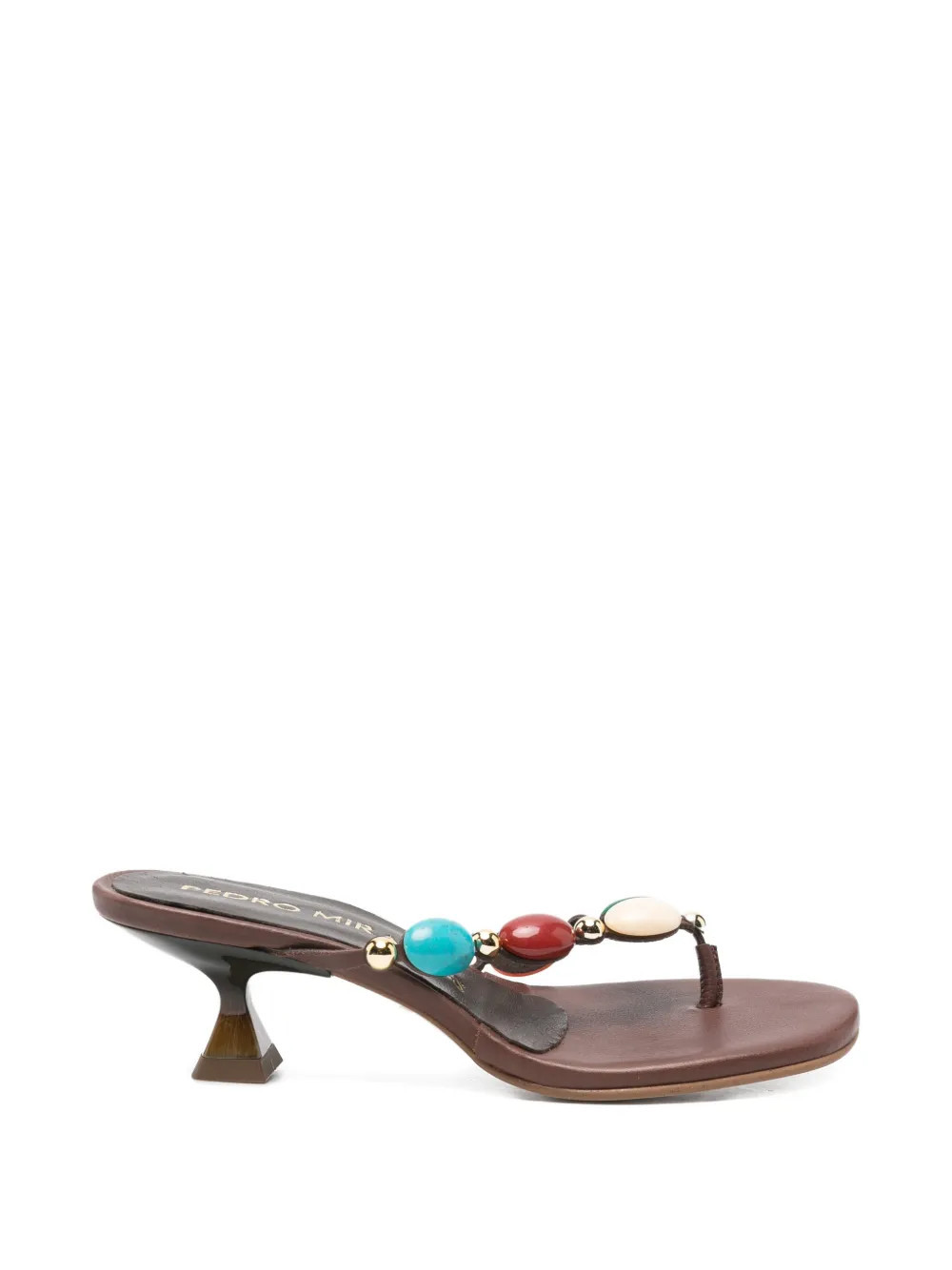 Pedro Miralles bead-embellished thong sandals - Brown | Farfetch Global