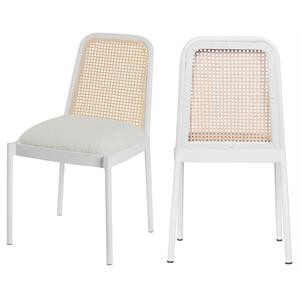 Atticus White Powder Coated Metal Dining Chair (Set of 2) | Cymax