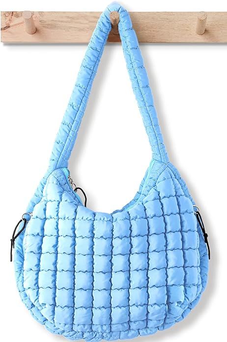 Puffer Tote Bag for Women Large Quilted Tote Bag Quilted Carryall Bag Soft Puffy Crossbody Bag Ho... | Amazon (US)