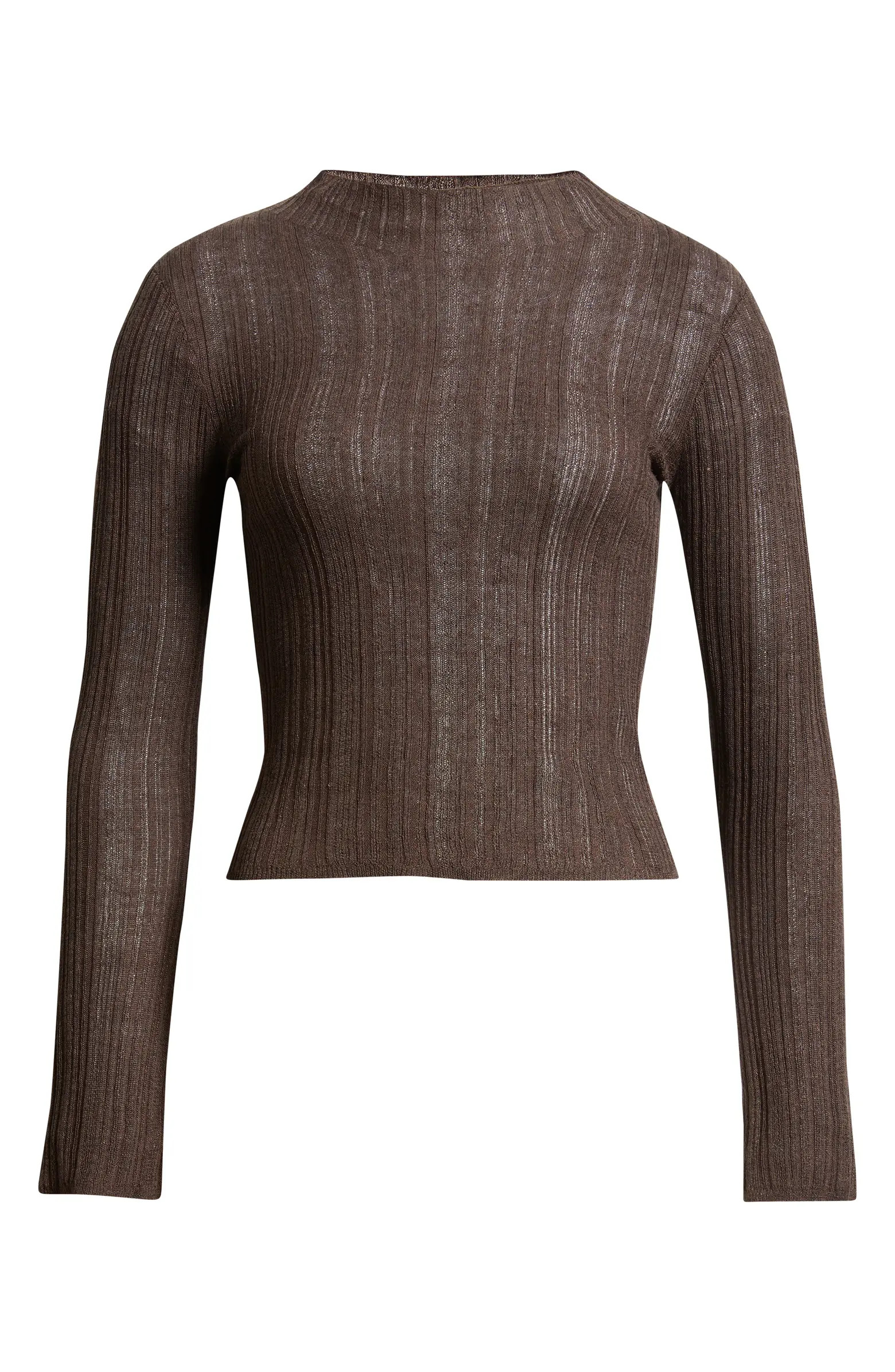 Open Stitch Linen Blend Mock Neck Sweater | Nordstrom