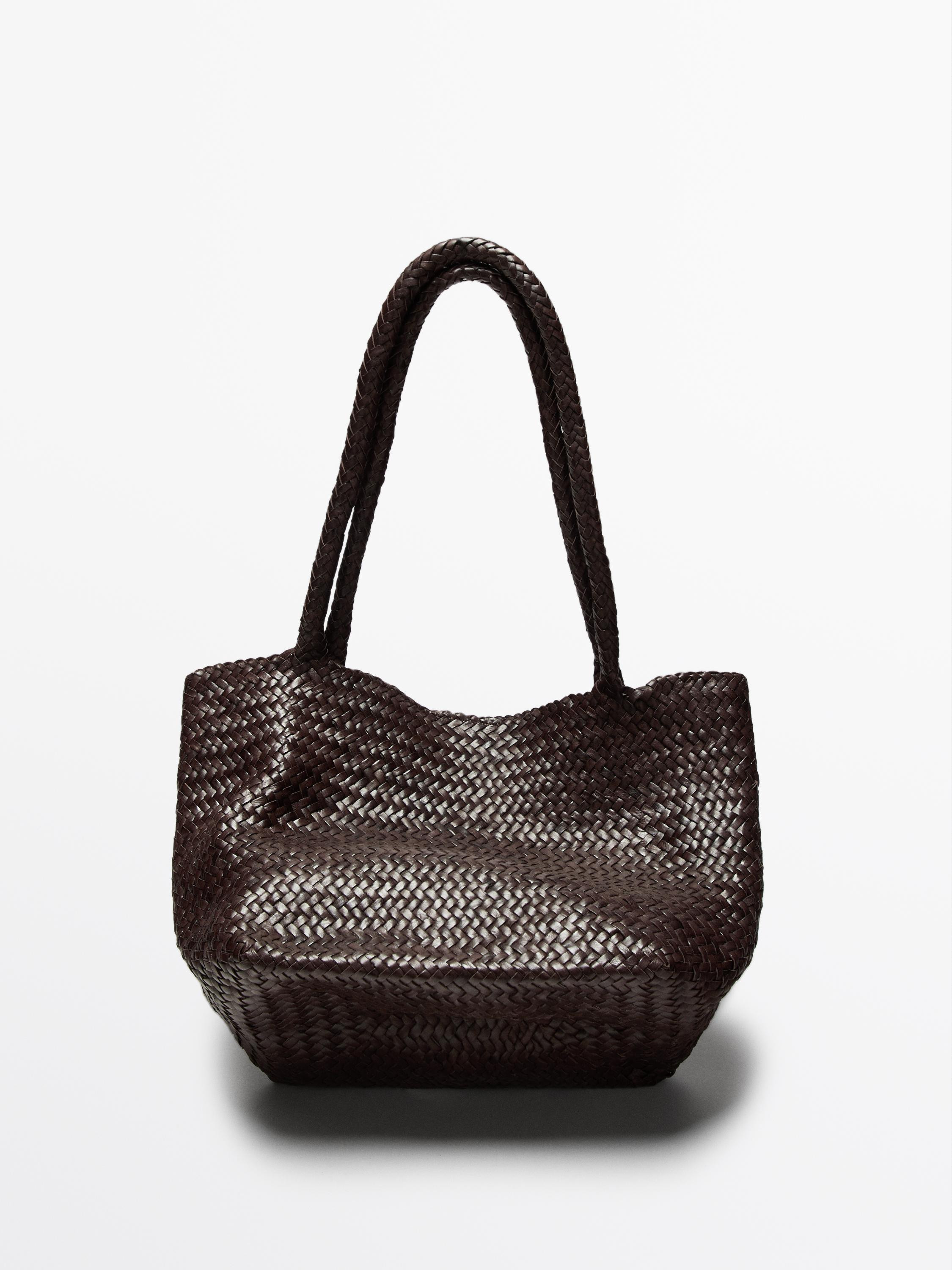 Large braided nappa tote bag | Massimo Dutti UK
