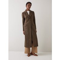 Dakota Brown Mini Check Single Breasted Coat, Brown | L.K. Bennett (UK)