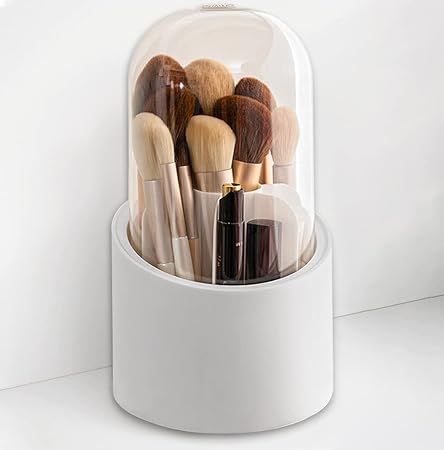 Lebenrich Makeup Brush Holder Organizer with Lid, Rotating Dustproof Make Up Brushes Container wi... | Amazon (US)