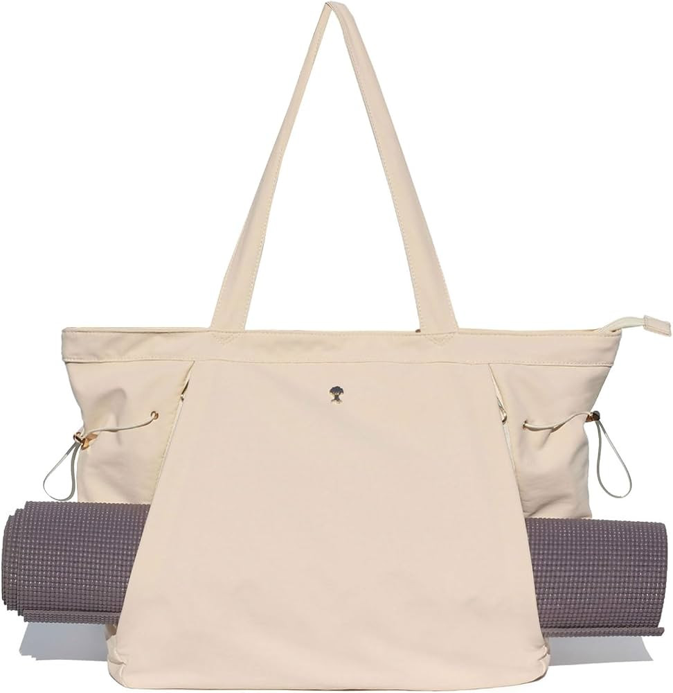 ESVAN Yoga Tote Bag for Women Shoulder Bags Drawstring for Office Workout Travel Carryall Pilates... | Amazon (US)