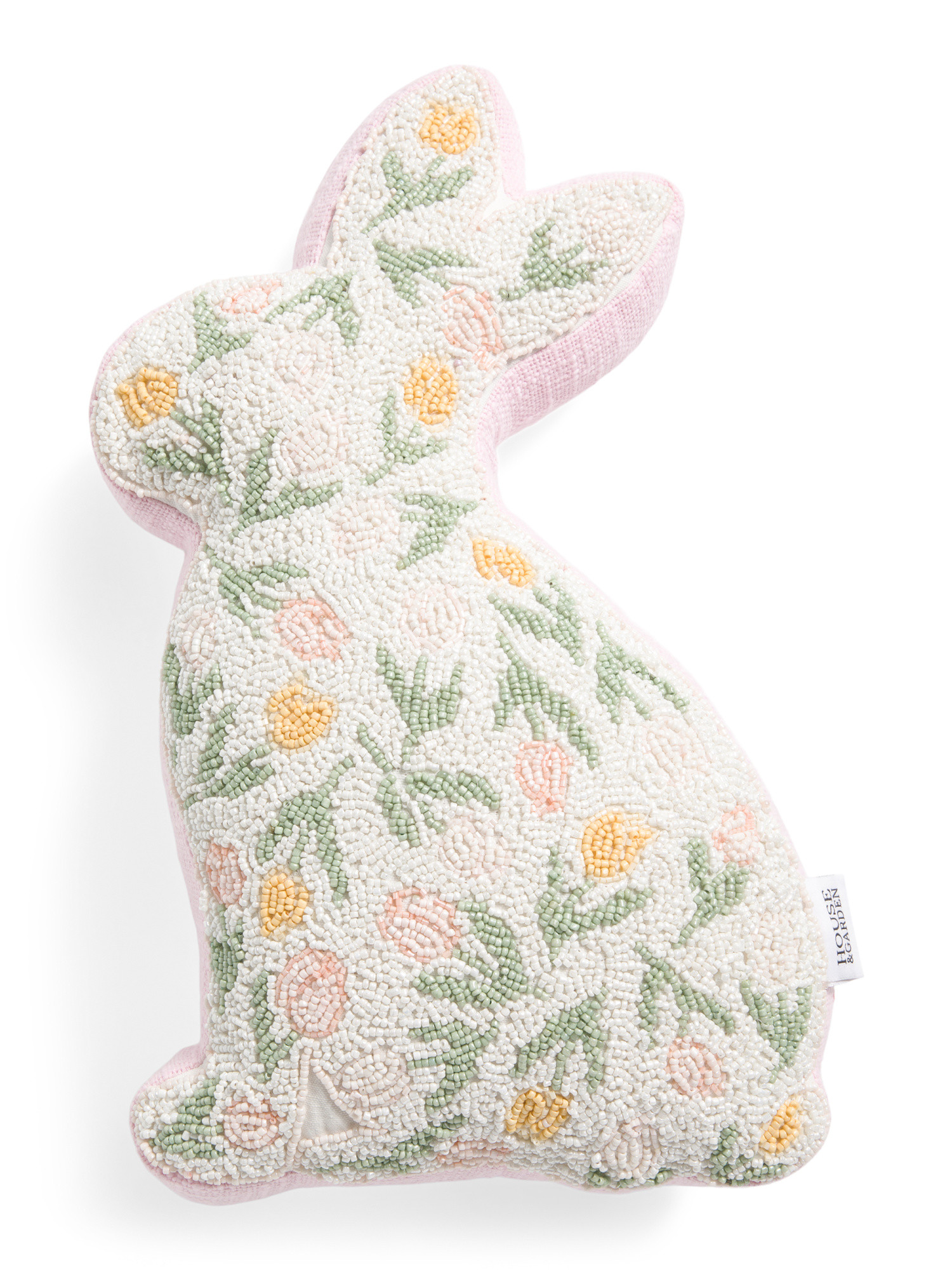 Made In India 10x20 Figural Bunny Pillow With Beaded Tulip Details | Throw Pillows | Marshalls | Marshalls