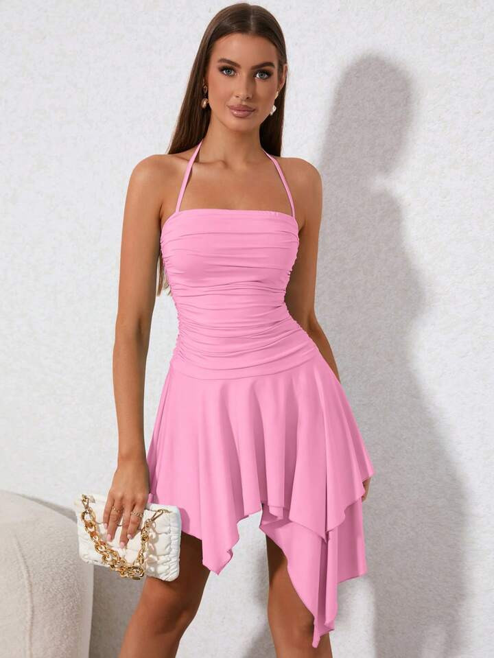 PARTHEA Ruched Asymmetrical Hem Cami Dress | SHEIN