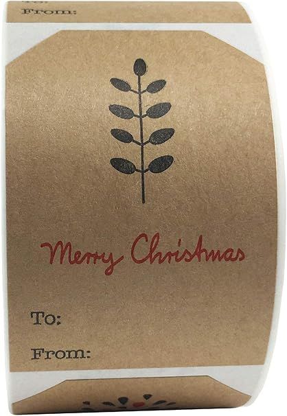 Natural Kraft Simple Christmas Gift Tags Holiday Present Stickers 2 x 3 Inch 100 Total Adhesive L... | Amazon (US)