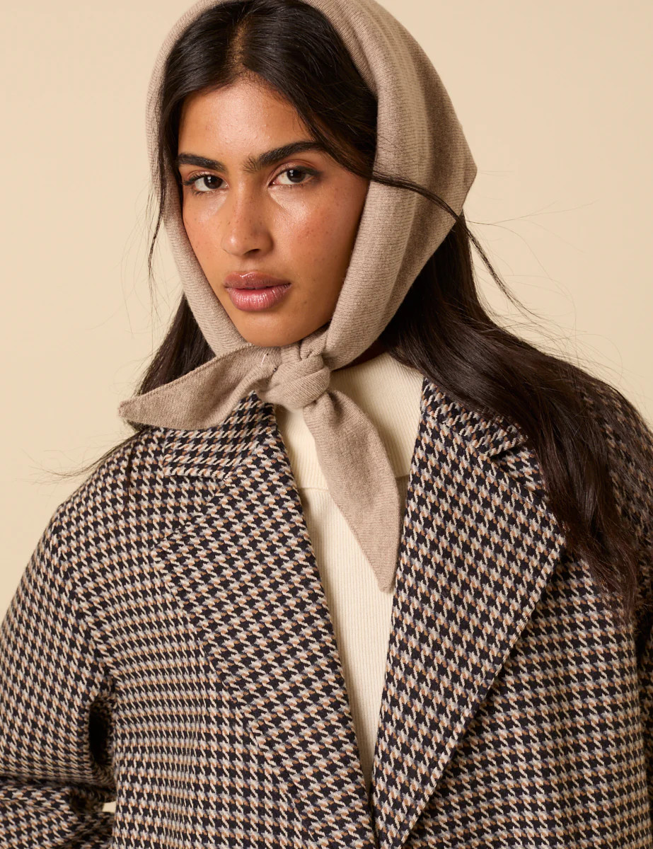 Beige Wool-blend Triangle Scarf | Nobody's Child