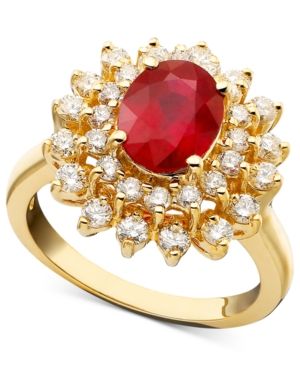 Royalty Inspired by Effy Ruby (1-9/10 ct. t.w.) and Diamond (1 ct. t.w.) Oval Ring in 14k Gold | Macys (US)