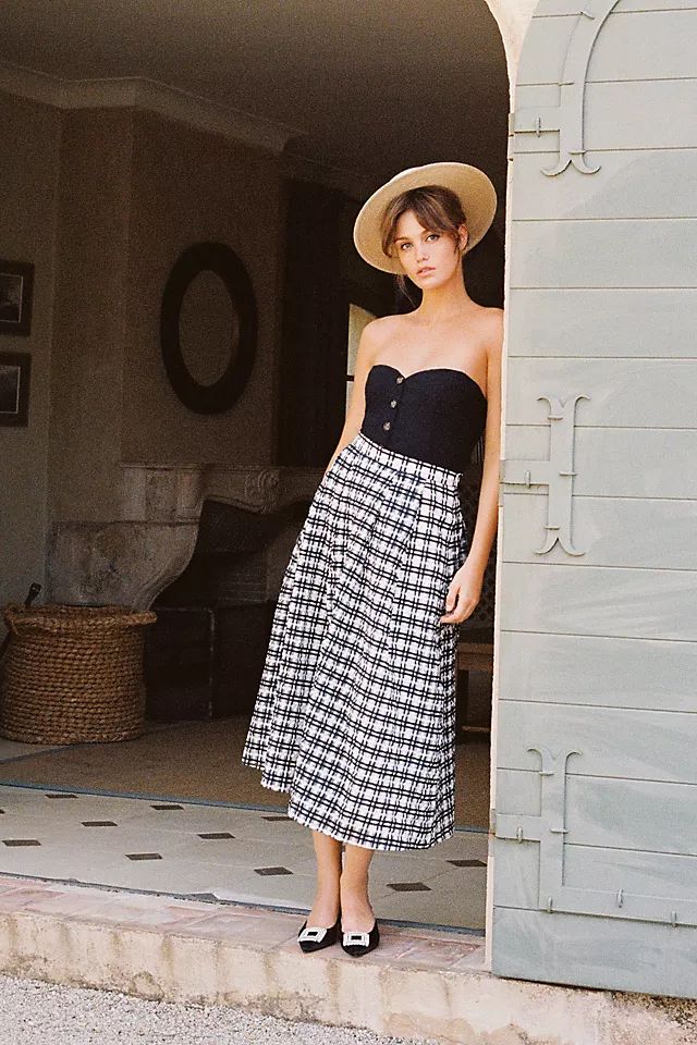 Maeve Plaid Circle Midi Skirt | Anthropologie (US)