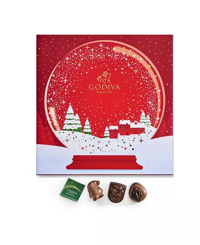 Godiva Chocolatier Holiday 2022 Red Advent Calendar – Snow Globe Gift Box with Assorted Dark, M... | Macys (US)