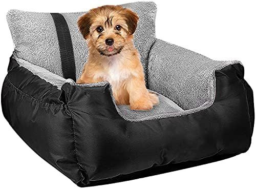 Dog Car Bed,Puppy Booster Seat Dog Travel Car Carrier Bed with Storage Pocket and Clip-on Safety ... | Amazon (US)