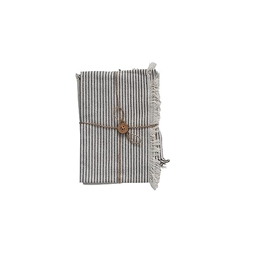 Creative Co-Op Large Woven Cotton Stripes and Fringe Design for Kitchen, Natural and Black, Set o... | Amazon (US)