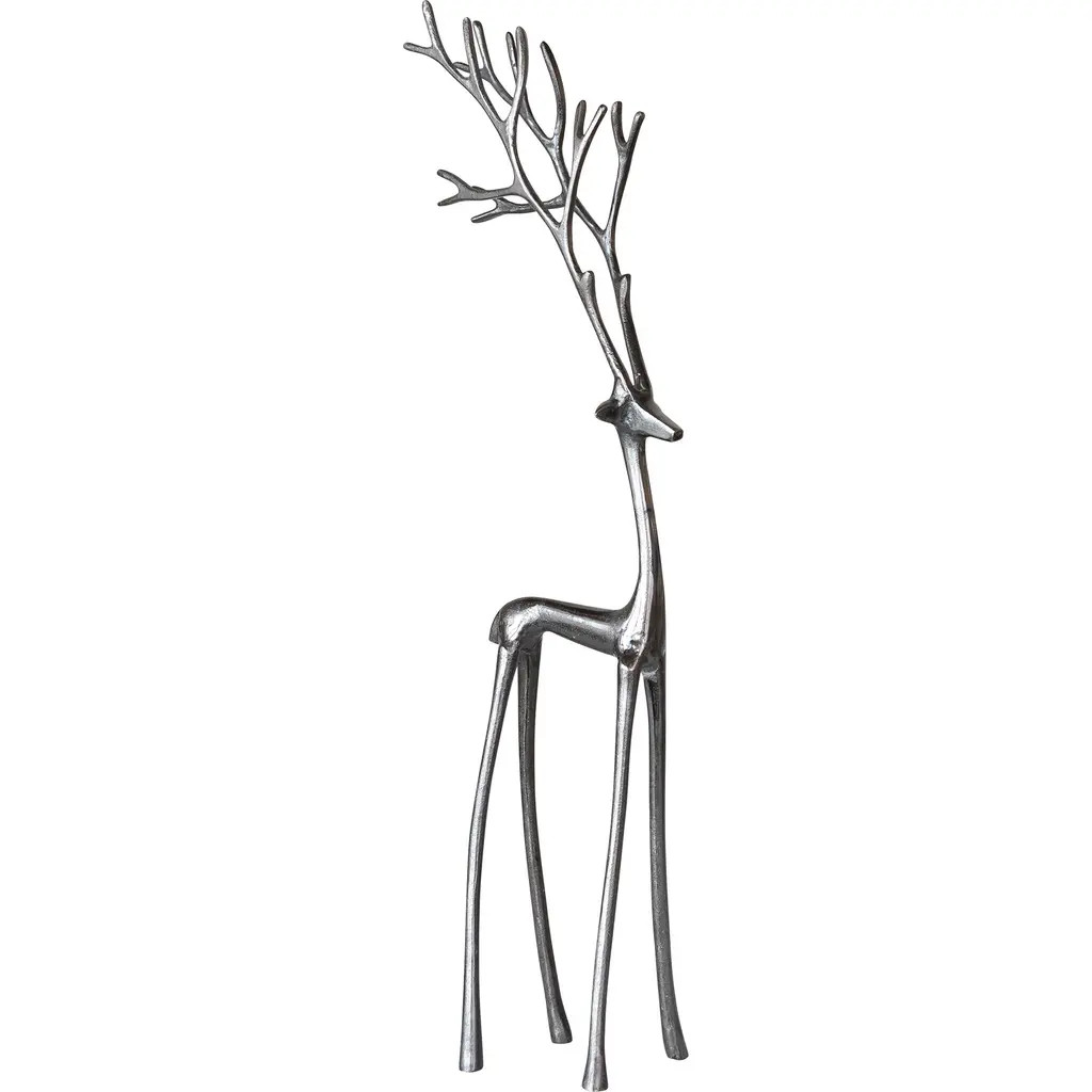 Olive Grove Tall Cast Aluminum Reindeer, gunmetal finish in Silver at Nordstrom | Nordstrom