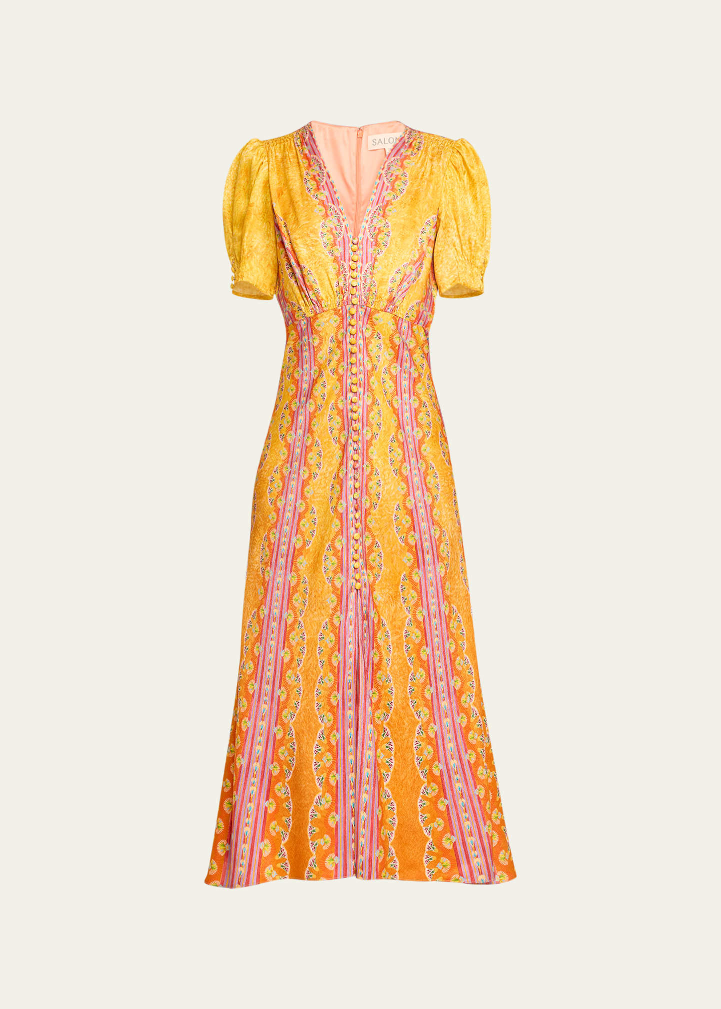 Saloni Lea Printed Long Dress | Bergdorf Goodman