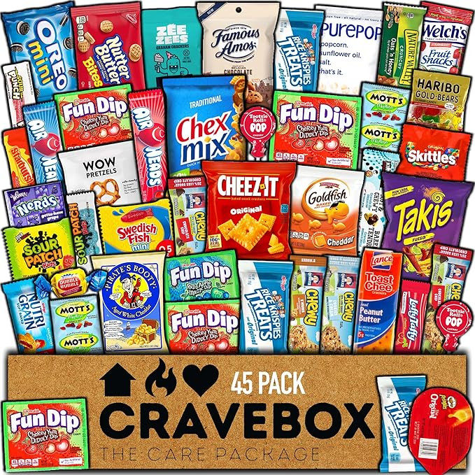 CRAVEBOX Snacks Box Variety Pack Care Package (45 Count) Halloween Treats Gift Basket Adults Kids... | Amazon (US)